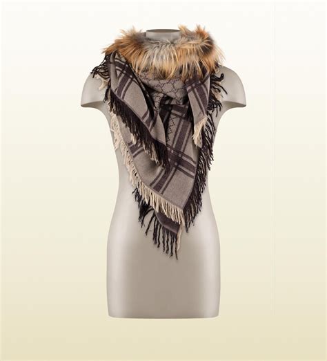 what kind of yarn does gucci use scarf|gucci scarf with fur trim.